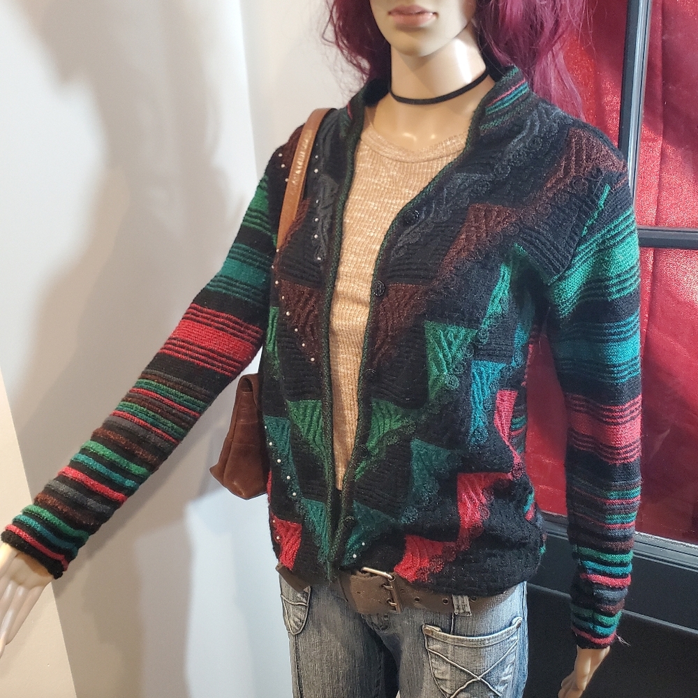 Vintage Multicolor Boho Grunge Cardigan